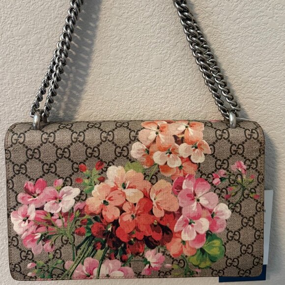 Gucci Dionysus Blooms Medium Shoulder Bag – Cherry Blossom Canvas & Red Suede - Picture 11 of 14